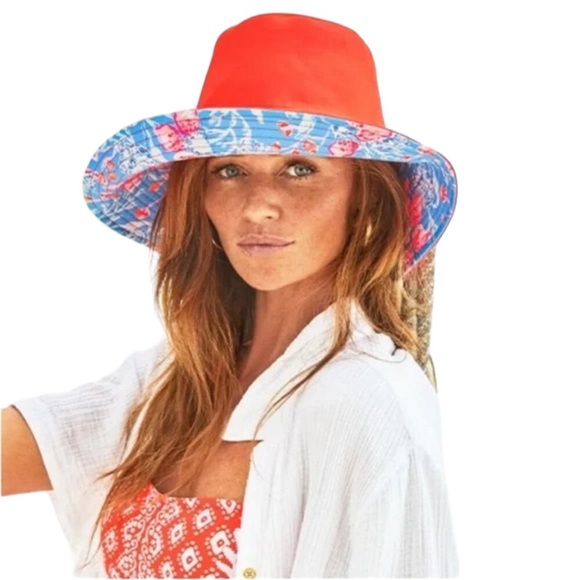 NWT Lilly Pulitzer Reversible UPF 50 Canvas Sun Hat Bahamian Rhapsody - Picture 3 of 5